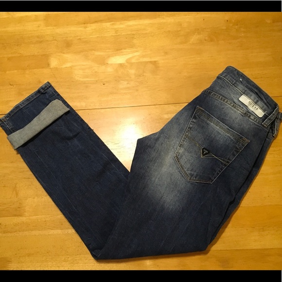 New $98 GUESS Blue JEANS Button Skinny Stretch 28
